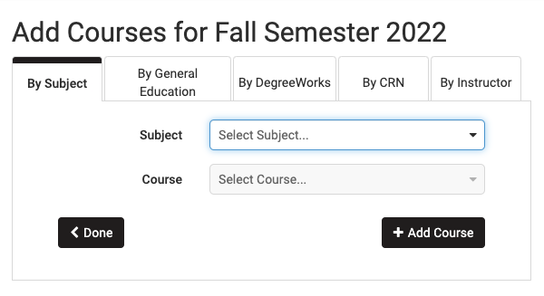 add courses screen shot