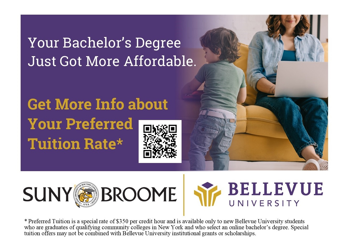 Your Bachelor's Degree just got more affordable. Scan the QR code for more information.