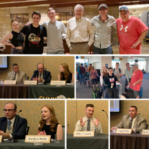 Photo collage of Dr. Call and the SUNY Broome students at the conference and at the airport.