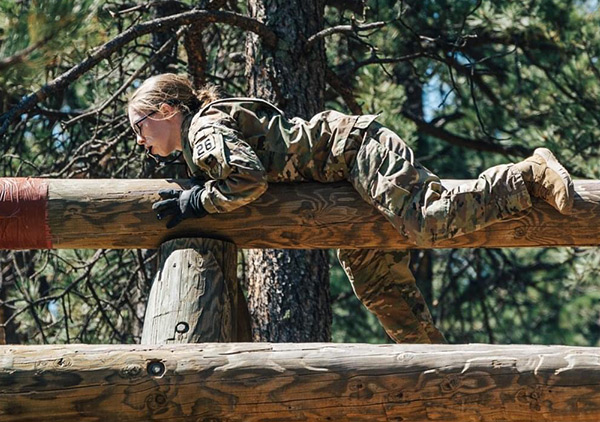 Dani on the obstacle course during basic