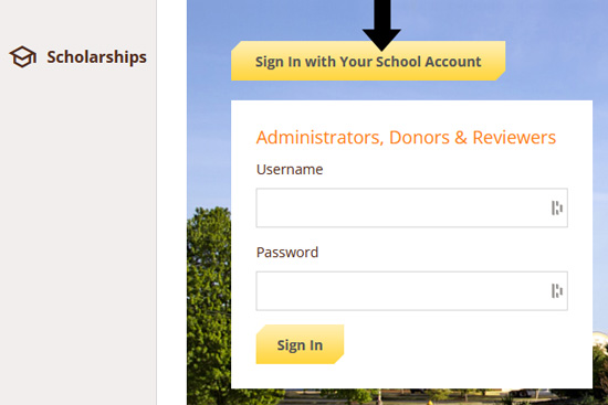 Screen capture of the yellow student sign in button on the application software.
