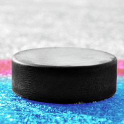 A hockey puck on ice