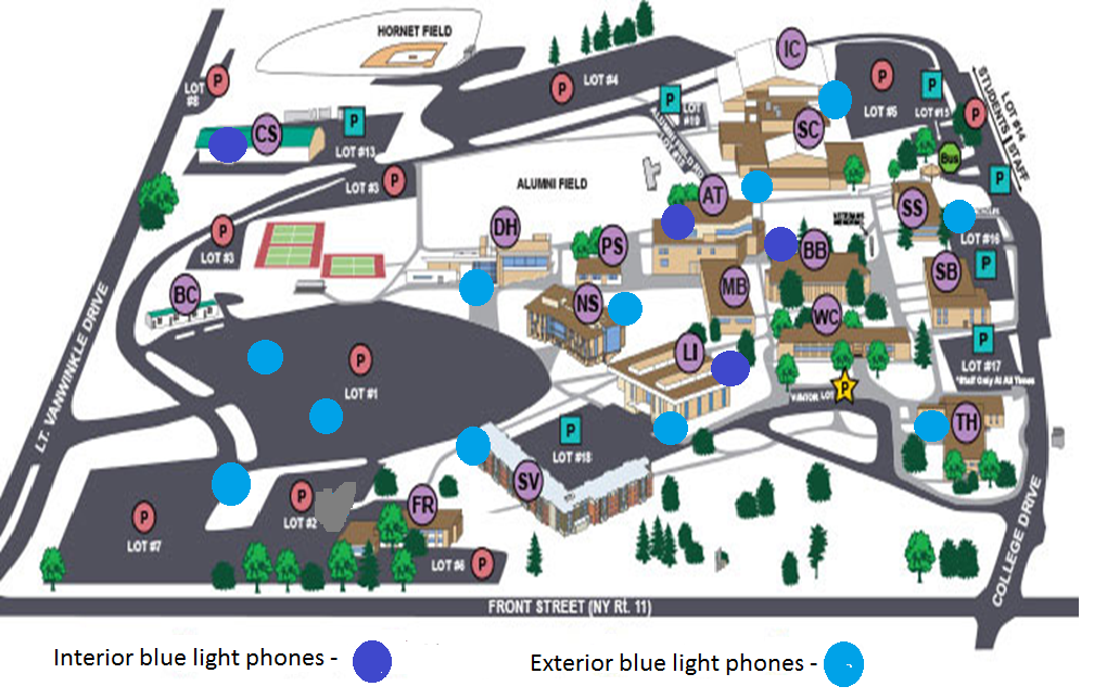 map showing where interior vs exterior blue lights are